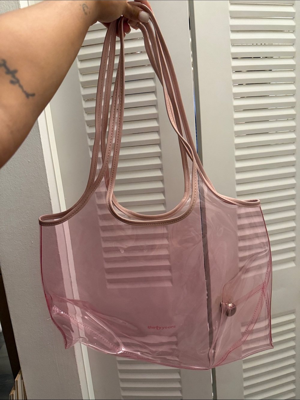Transparent Pink Tote Bag with Dual Straps